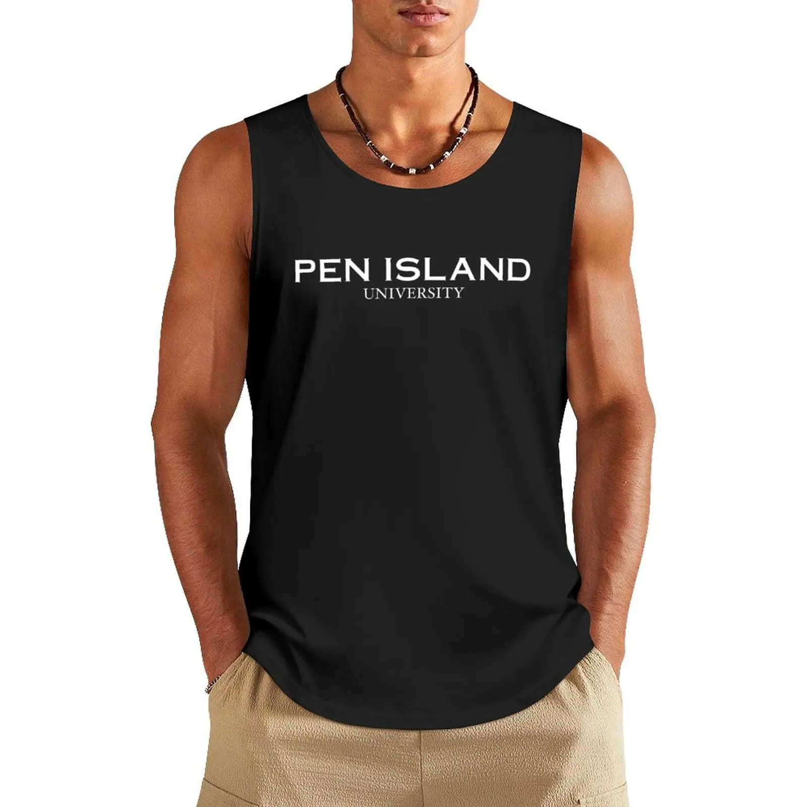 Pen Island University from BlueyCapsules Webcomic Tank Top Мужская футболка для фитнеса Японская