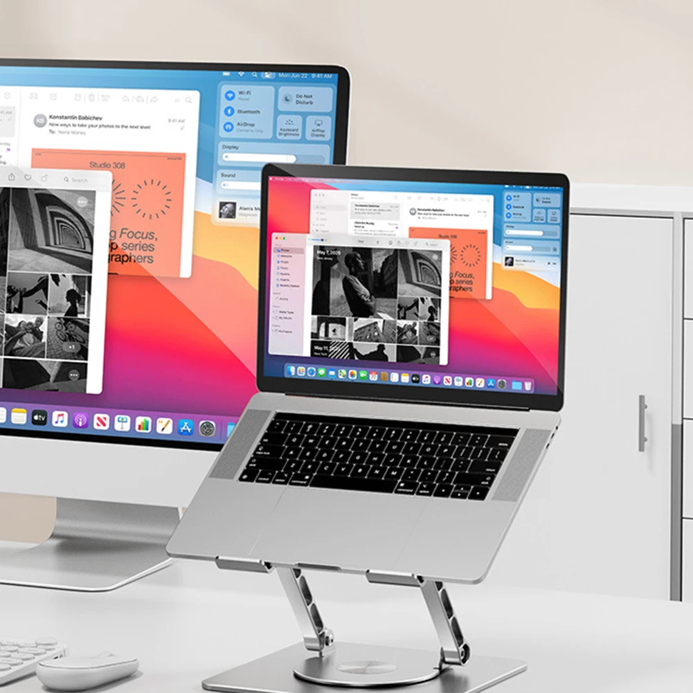 

Складная подставка для ноутбука с регулируемой высотой, охлаждающий кронштейн с отверстиями, поддержка из алюминиевого сплава, вращение на...