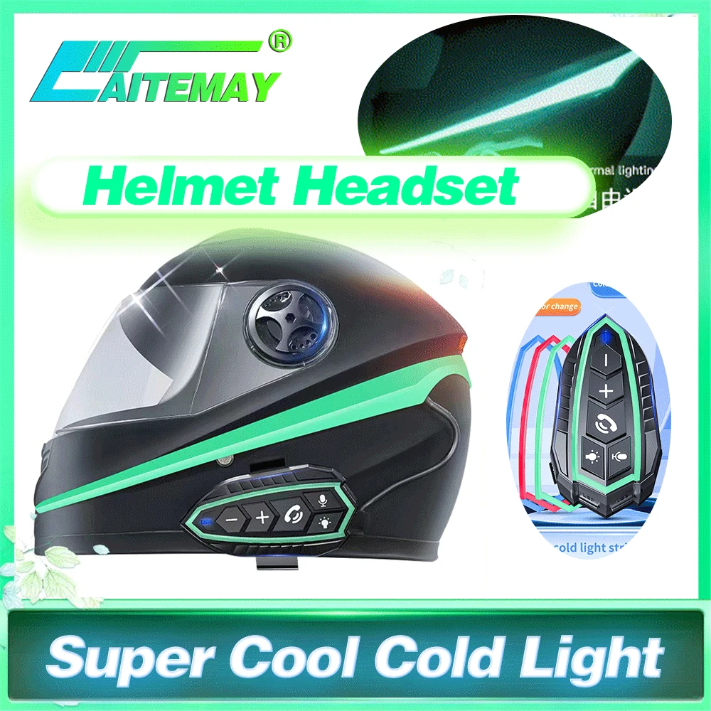 Motorrad LED Nacht Reiten Lichter Bluetooth Helm kopfhörer EL Kalt Licht Blinkende Streifen Leucht Signal Aufkleber Wasserdicht