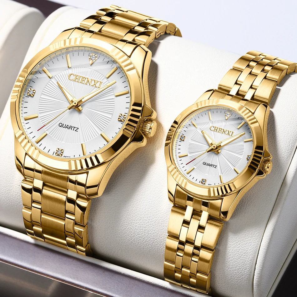 Men Watch Women Business Fashion Quartz Wristwatches Luxury Brand Gold Stainless Steel Wrist Watch Couple Items For Lovers 2023