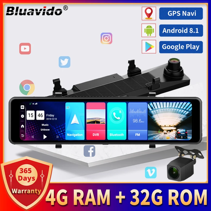 Bluavido 11.26 дюймов Автомобильный видеорегистратор Smart Android 8.1 Зеркало Dash Cam DVR 1080P Двойная камера WiFi BT 4.0 GPS Навигация ADAS Live Remote Видеорегистратор Наблюдение Bluavido 11.26 дюймов Автомобильный видеорегистратор Smart Android 8.1 Зеркало Dash Cam DVR 1080P Двойная камера WiFi BT 4.0 GPS Навигация ADAS Live Remote Видеорегистратор Наблюдение