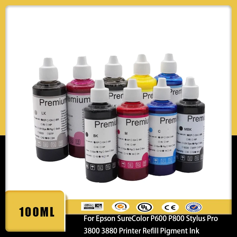 vilaxh 100 мл T8501-T8509 универсальные пигментные чернила для Epson SureColor P600 P800 Stylus Pro 3800 3880