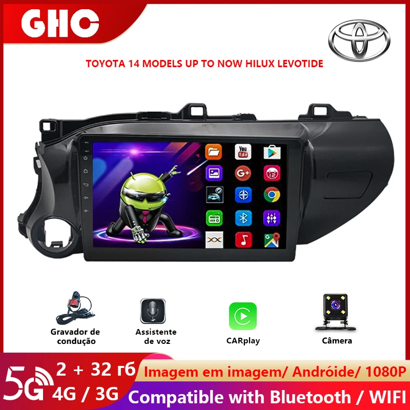 

GHC 10.1" Android Car Radio For Toyota Hilux 2014-2022 Car Multimedia GPS Navigation Player Auto Stereo Video Audio Carplay 2Din