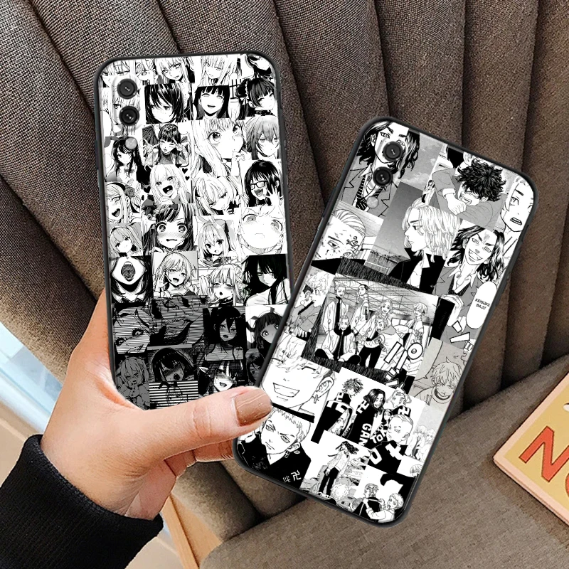 

Cartoon Anime For Xiaomi Redmi 10 Note 9 10 Pro 5G 9T 10S Phone Case Black Liquid Silicon Carcasa Coque Back