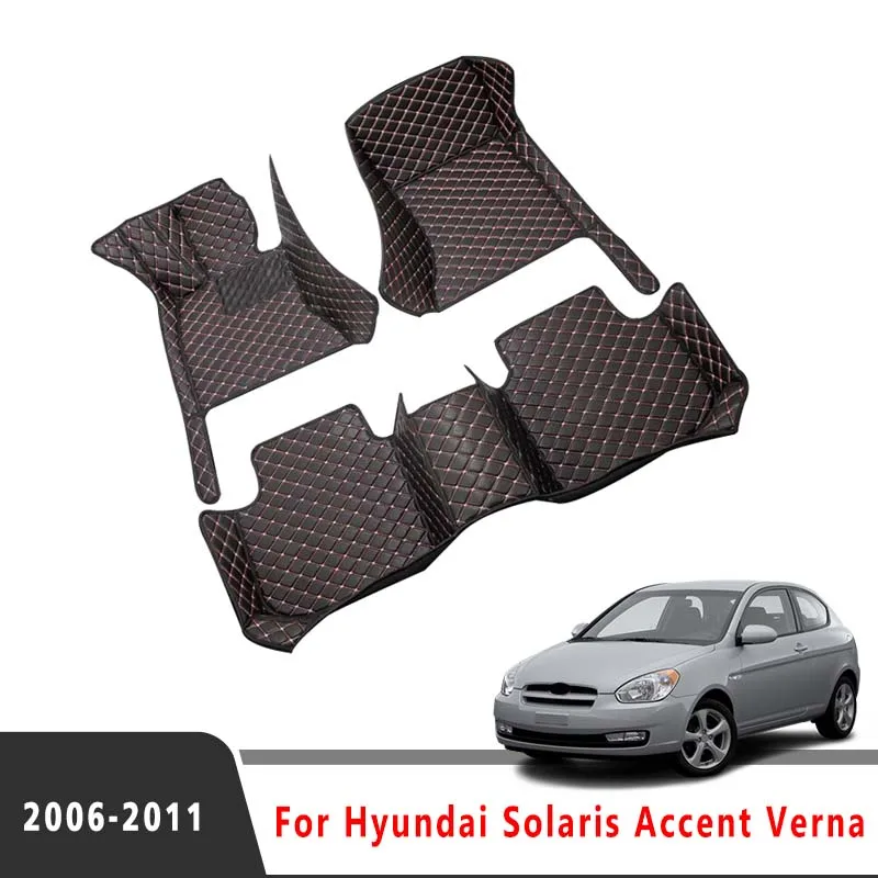 

For Hyundai Solaris Accent Verna 2011 2010 2009 2008 2007 2006 Car Floor Mats Carpets Interior Accessories Custom Waterproof