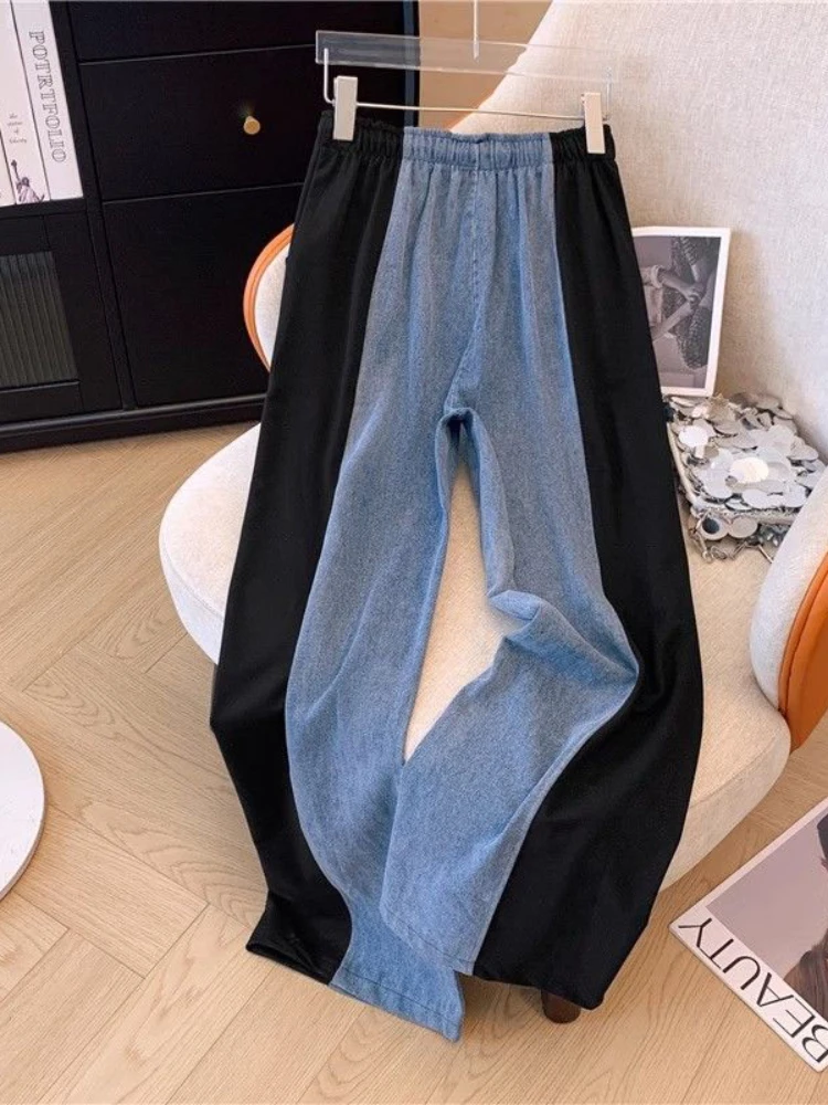 Женский джинсовый костюм с лацканами лоскутный топ воротником на молнии и