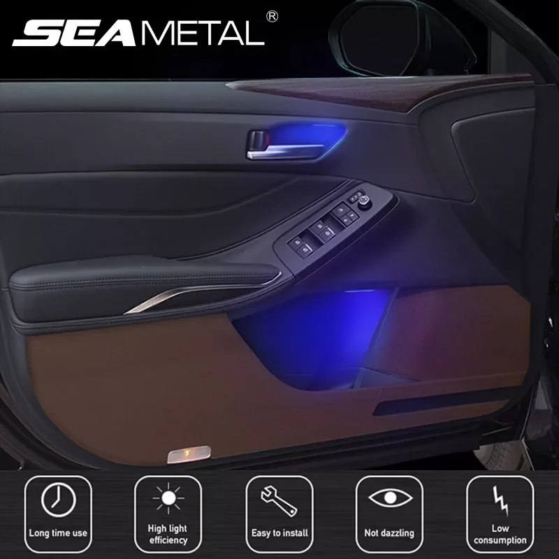 

4pcs Car Door Handle Decoration Lights Universal LED Lamp Ambient Light for Door Storage Boxes Interior Car Gadget Accessories
