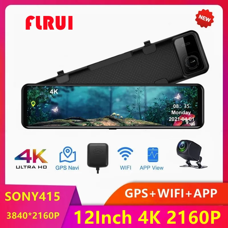Dash Cam  Wifi Rear View Mirror Gps Track Car Dvr Sony Imx415 Ultra Hd 3840*2160p Camera For Phone App