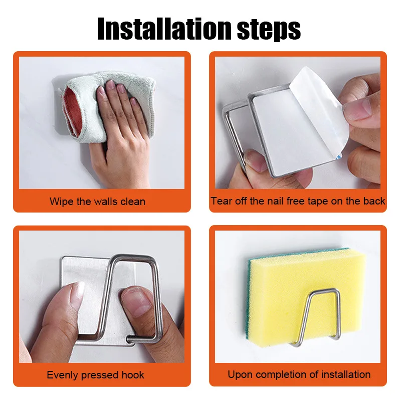 Кухонная стойка из нержавеющей стали для сушки самоклеящиеся кухонные крючки