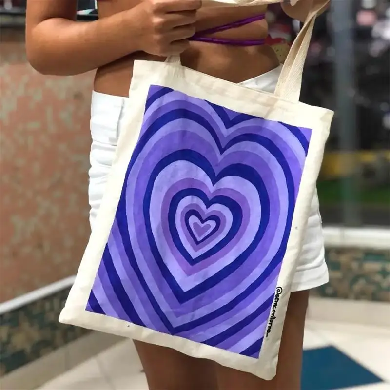 Women's Bag Cheap vintage Large Capacity Shoulder Bags Shopper Canvas love graphics Fashion Harajuku tote bag Ulzzang Handbags |