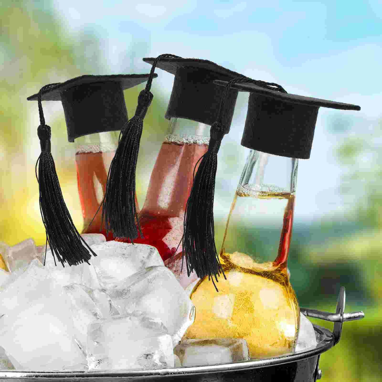 

Graduation Season Funny Stopper Hat Jar Tiny Bottle Hats Mini Cap Ornament