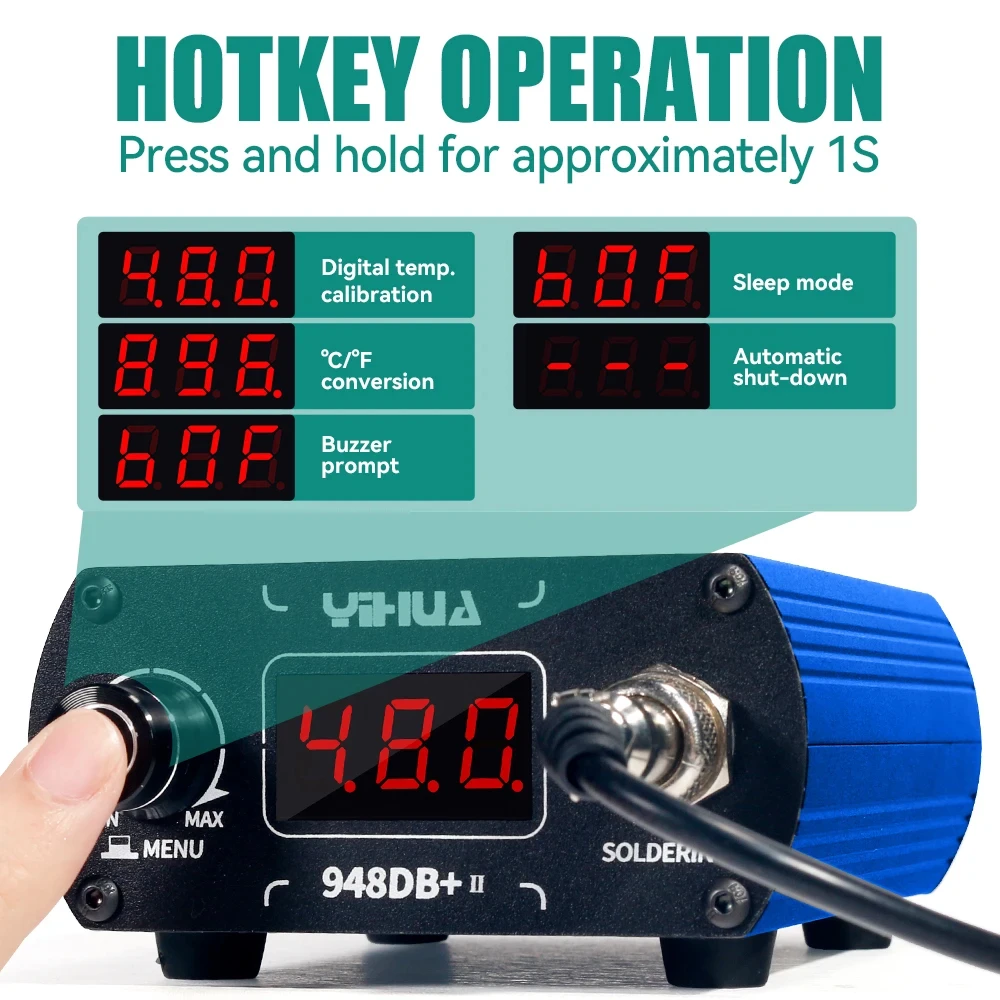 Паяльная станция Yihua 948DB +-II 75 Вт 480 ℃ с быстрым нагревом и наконечником T12