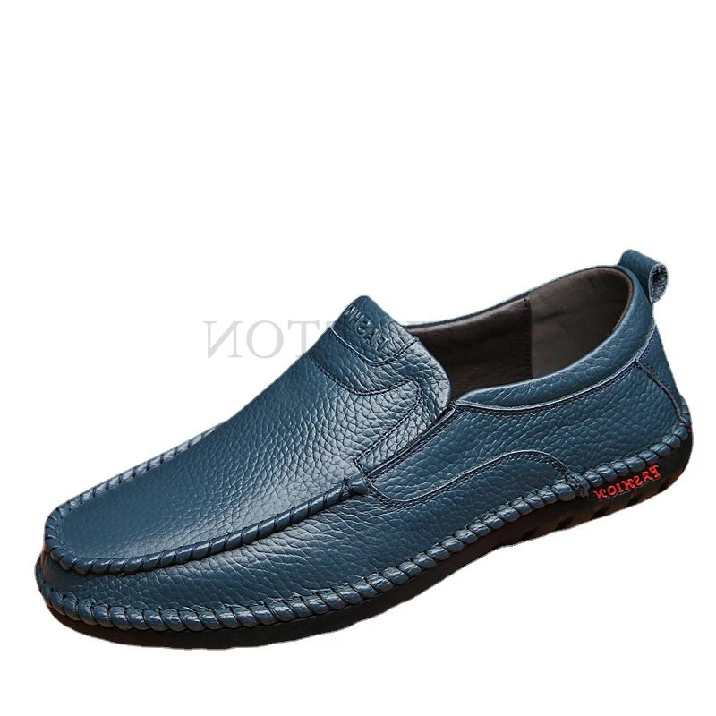 

Breathable Leather Men Shoes Summer Casual Leather Shoes Blue Flat Shoes Hot Selling Driving Moccasin Fashion Men's Shoes