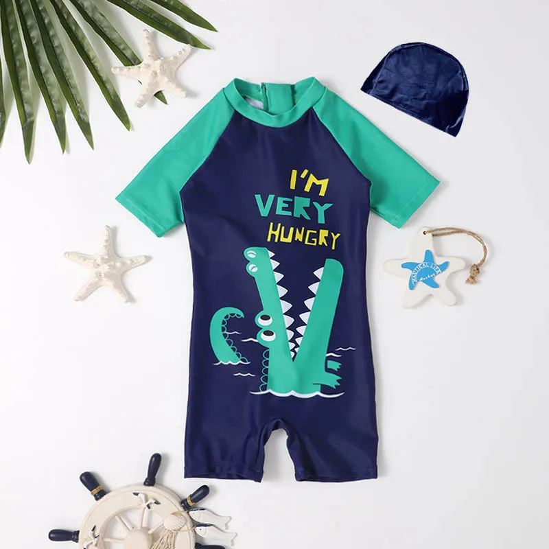 

Hot Spring Boy Dinosaur Swimsuit Quick Dry Sunscreen One Piece Swimming Equipment