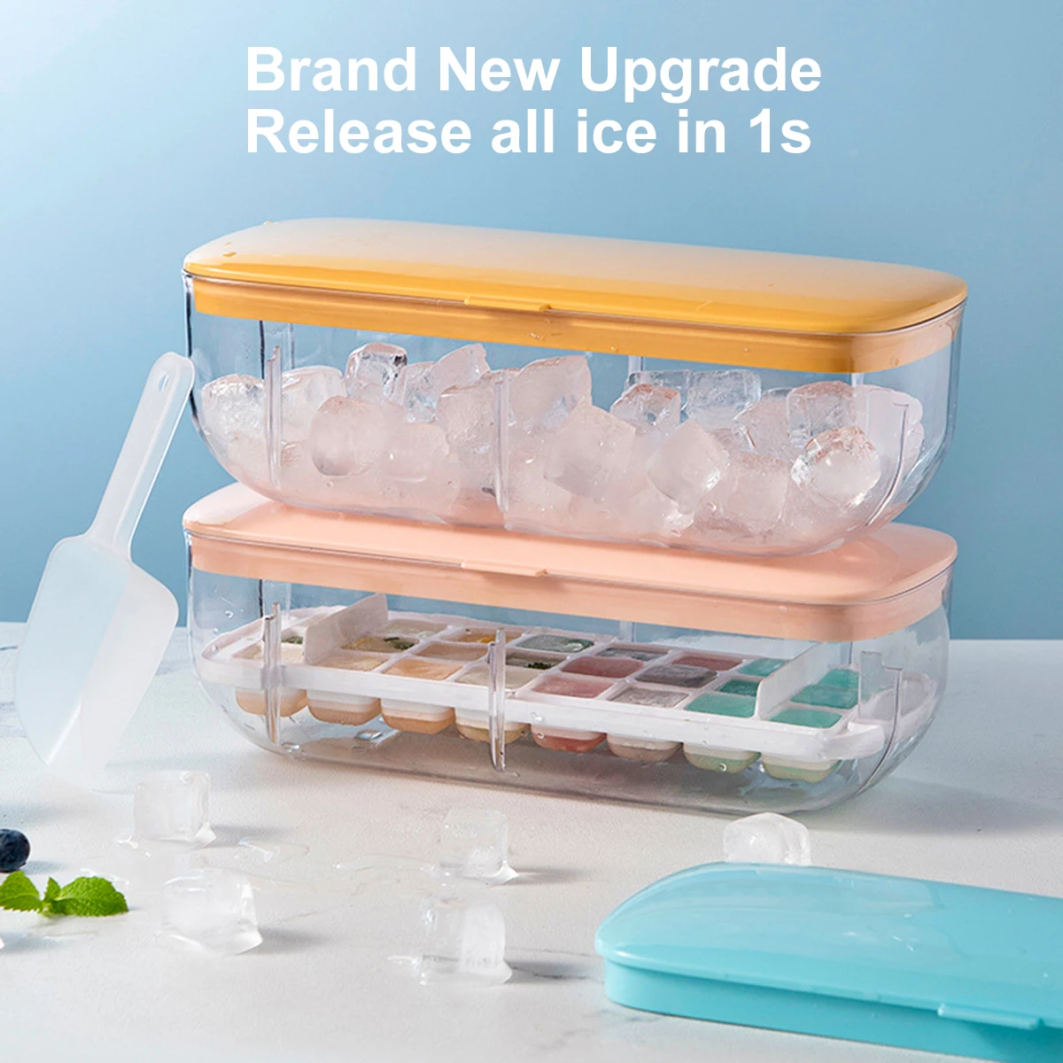 

Press Type Ice Cube Maker Tray Mold Tray Summer Square Lazy Ice Box with Lid DIY Reusable Ice Maker for Bar Party Kitchen Tools