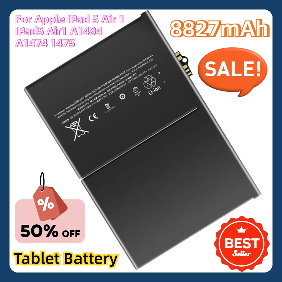 Для Apple iPad 5 Air 1 IPad5 Air1 A1484 A1474 1475 Аккумулятор для планшета 8827 мАч