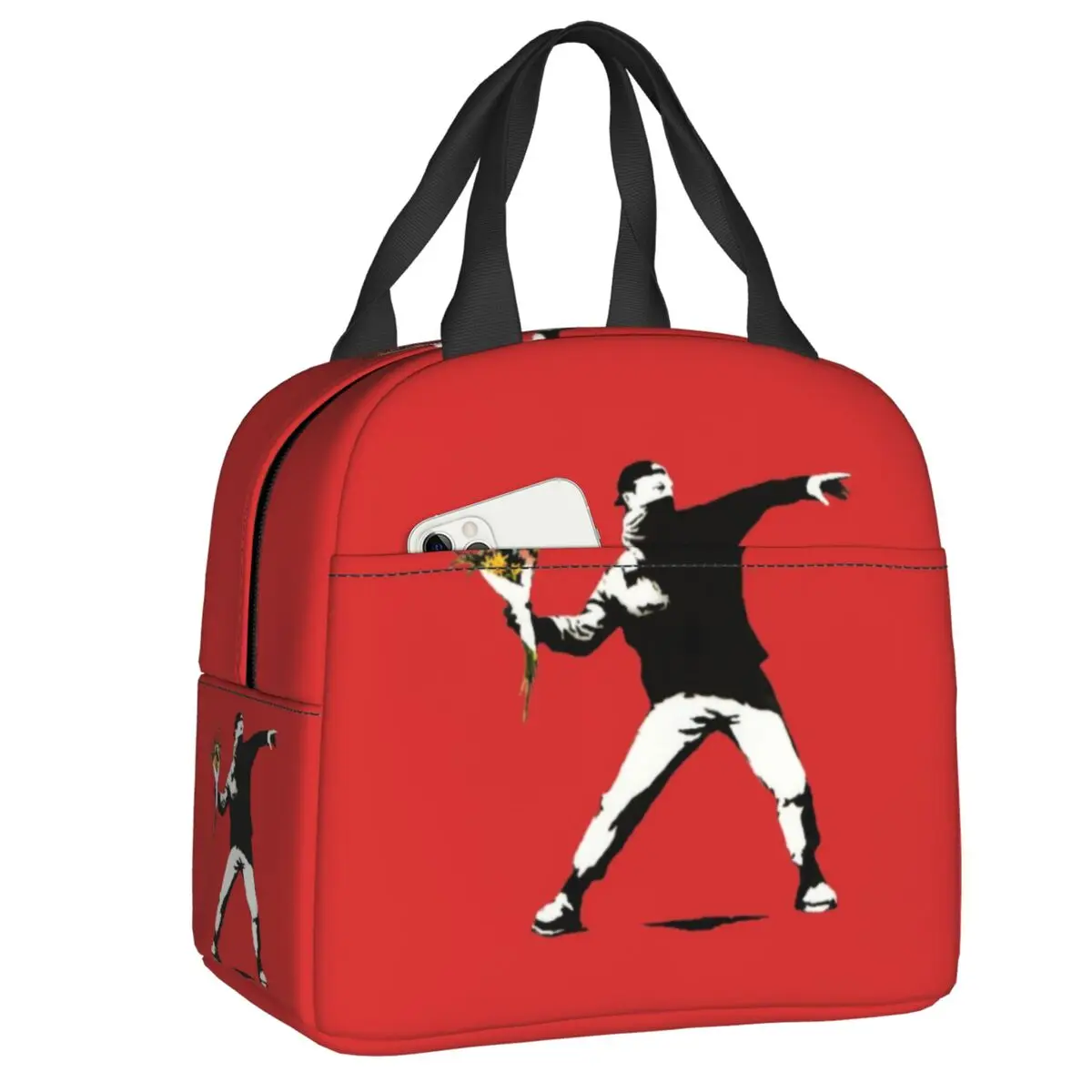 

Banksy Graffiti Print Insulated Lunch Bag for Women Portable Cooler Thermal Bento Box Work School Travel Picnic Food Lunch Tote