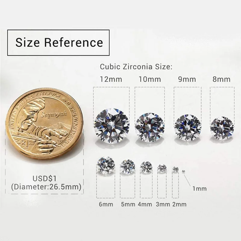 100pcs 5A Size 1.0-3.0mm Round Cubic Zirconia Stone Loose CZ Stones Synthetic Gemstone White Green Tanzanite Black Pink Garnet - купить по