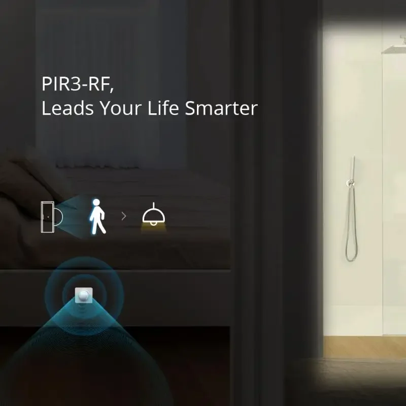 SONOFF PIR3-RF 433Mhz Smart Motion Sensor Work With SONORF Bridge Via EWeLink APP Alarm Notification Scene For Home
