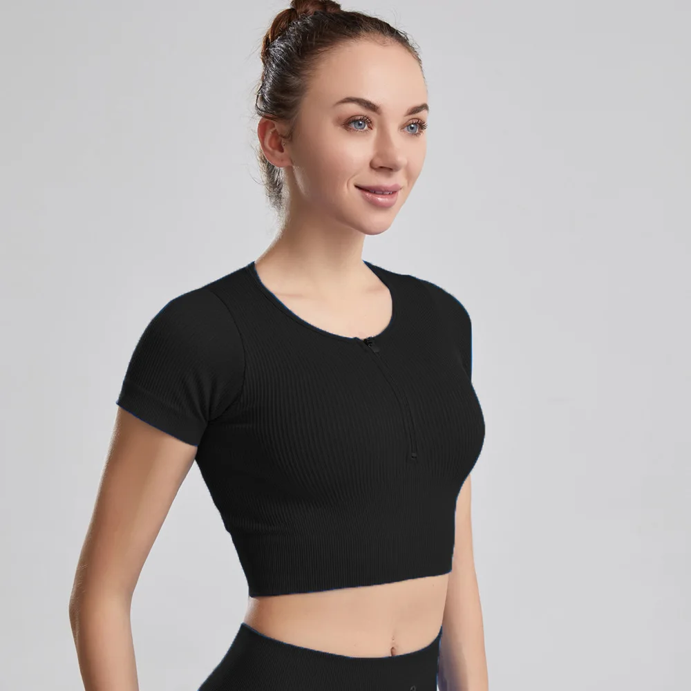 

SALSPOR Zipper Sports tops Woman Gym Breathable Sweat Fast Dry Camisole Sexy Clothes For Clothes Stich Crop Top