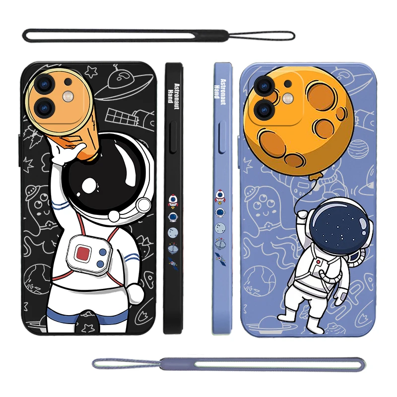 

Cute Astronaut Hand Phone Case For Xiaomi Redmi Note 11 10A 11T 10 10T 10S 9T 9 8 7 Pro Plus 10C 9A 9C 9T 4G Cases With Lanyard