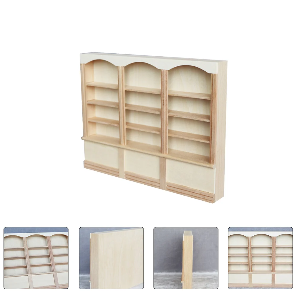 

Dollhouse Cupboard Wood Crafts Kids Bookshelf Furniture Model Mini Bookcase Figurines Miniature Child