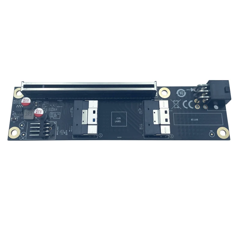 Фото НОВАЯ 2-портовая карта-адаптер SlimSAS 8i x2 к слоту PCIe5.0 x16 SFF8654 Riser Card GEN5 для сетевой видеокарты GPU 6Pin Power №4