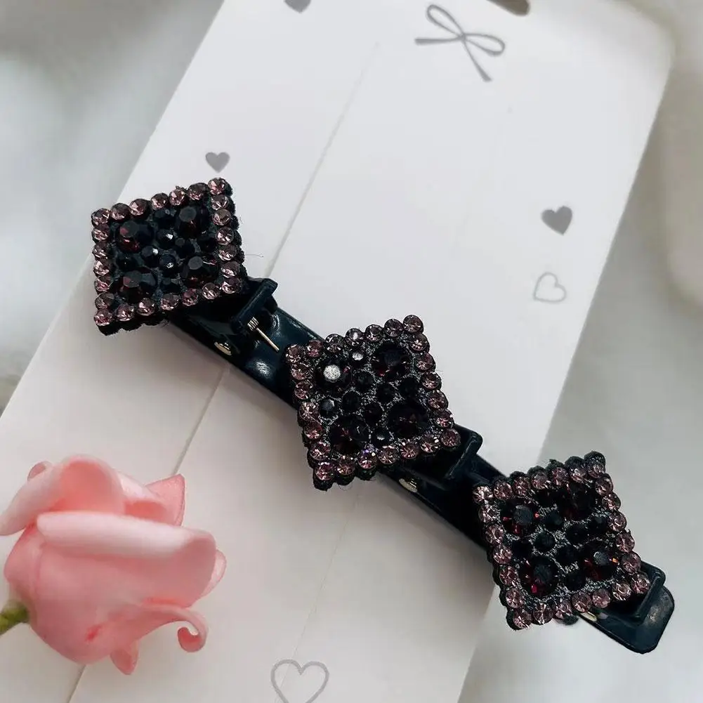 Заколка для волос в Корейском стиле двухслойная плетеная шпилька с блестящими