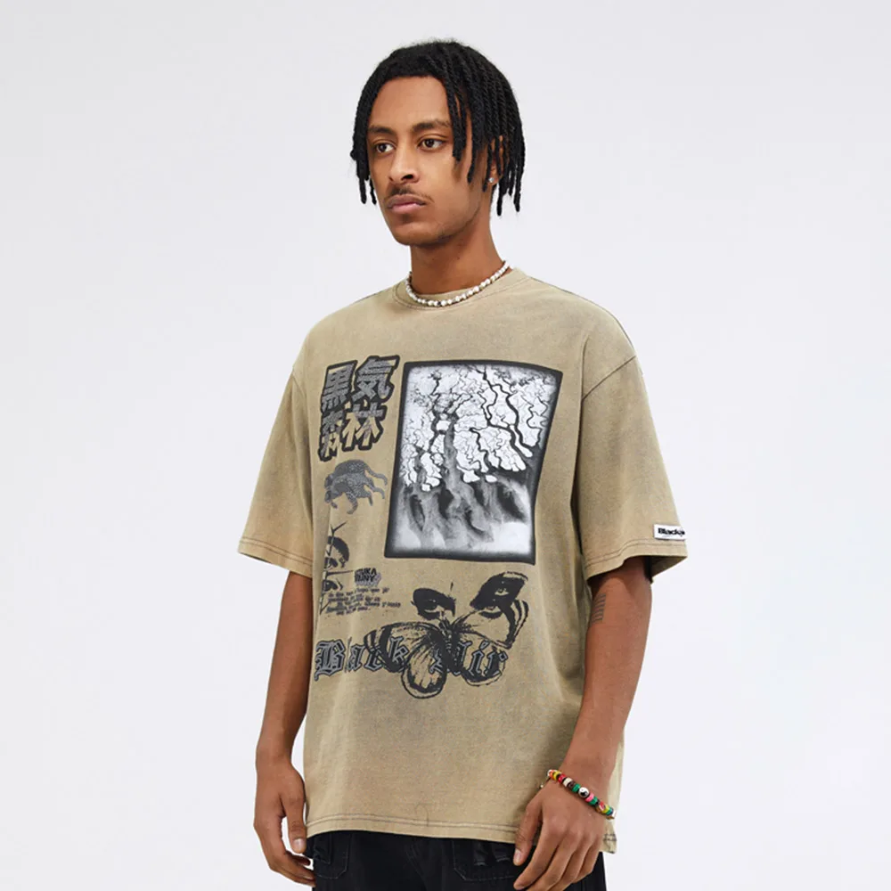 

Футболка Aolamegs Мужская в стиле ретро, уличная одежда с рисунком леса, модная повседневная рубашка с короткими рукавами в стиле панк, летняя одежда, Y2K