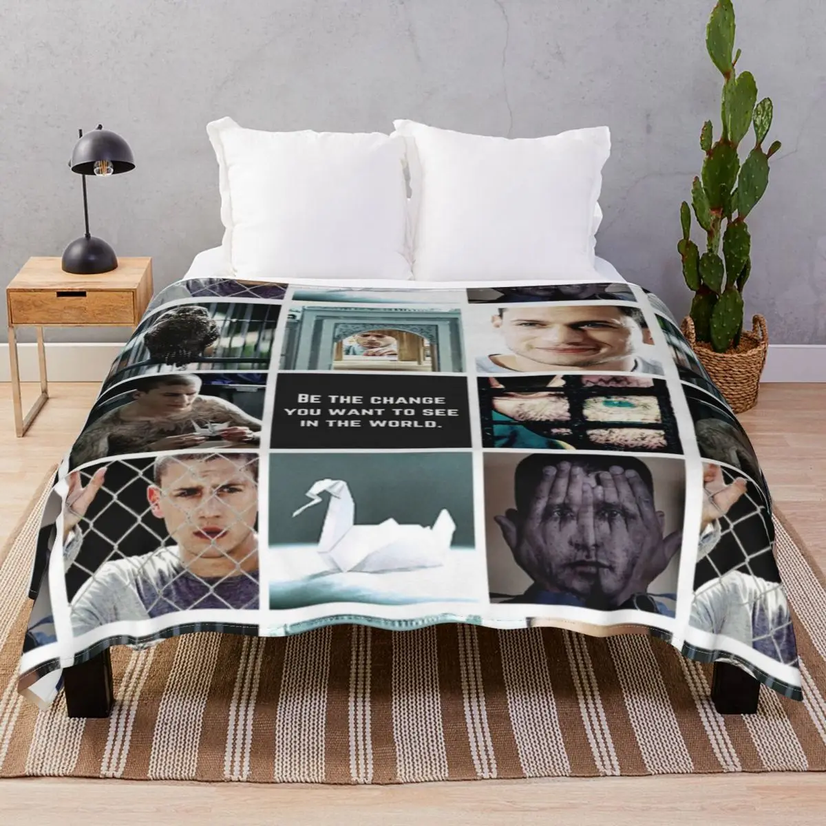 Aesthetic Michael Scofield Blanket Fleece Plush Print Multi-function Throw Blankets for Bedding Sofa Travel Office