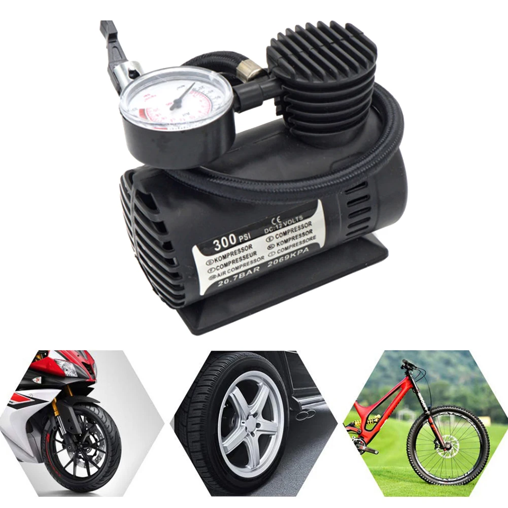 

12V Portable Auto Mini Air Compressor Electric Pump 300 PSI Tire Inflator Pump Electric Tire Air Inflator Motorcycle Car Pump