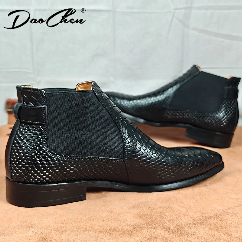 Мужские классические ботильоны из натуральной кожи черные или коричневые