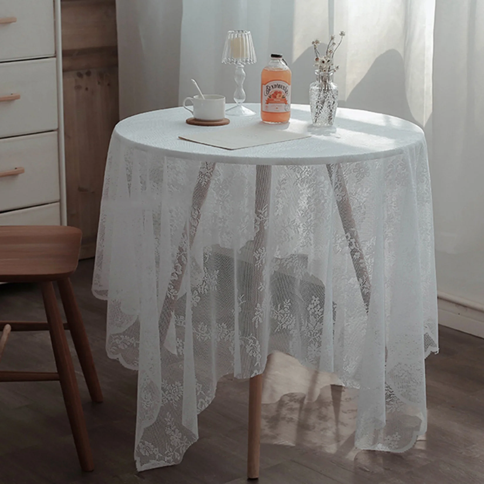 

Romantic Embroidery Table Cloth Lace French White Tablecloth Dining Rectangle Table Cover Cloth Wedding Party Hotel Home Decor