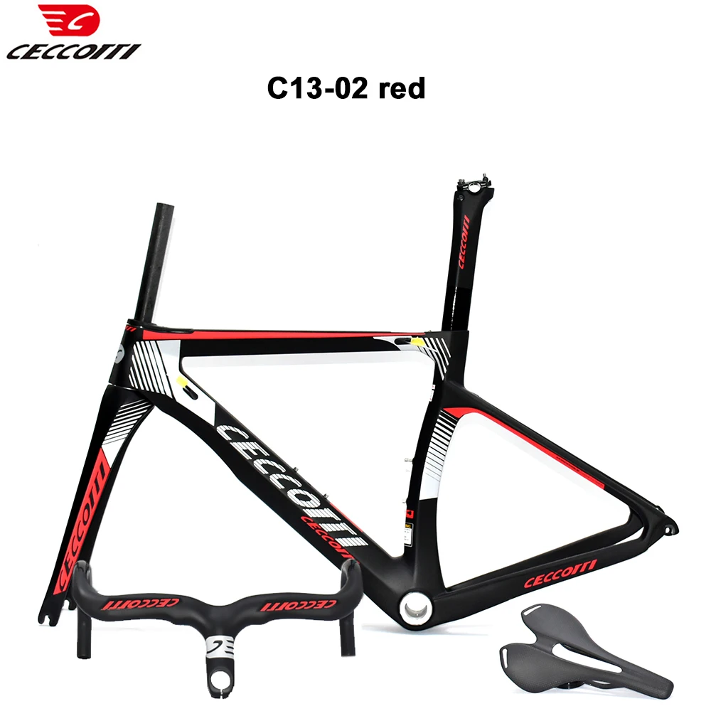 CECCOTTI 700C Карбоновая рама с V-образным тормозом дорожный велосипед BSA резьба 68 мм