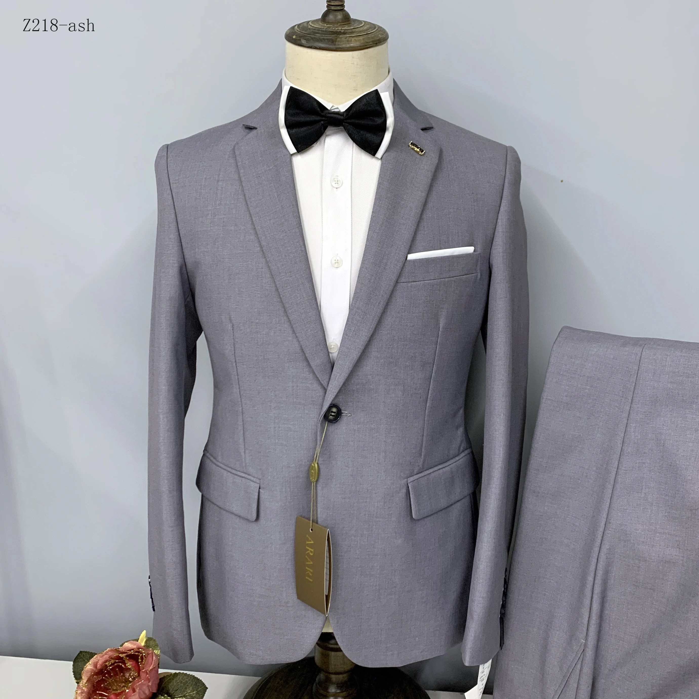 

Новинка 2023, мужской комплект, классический однобортный костюм премиум-класса серебристо-серого цвета, Женский офисный Свадебный комплект из двух предметов (пиджак и брюки)
