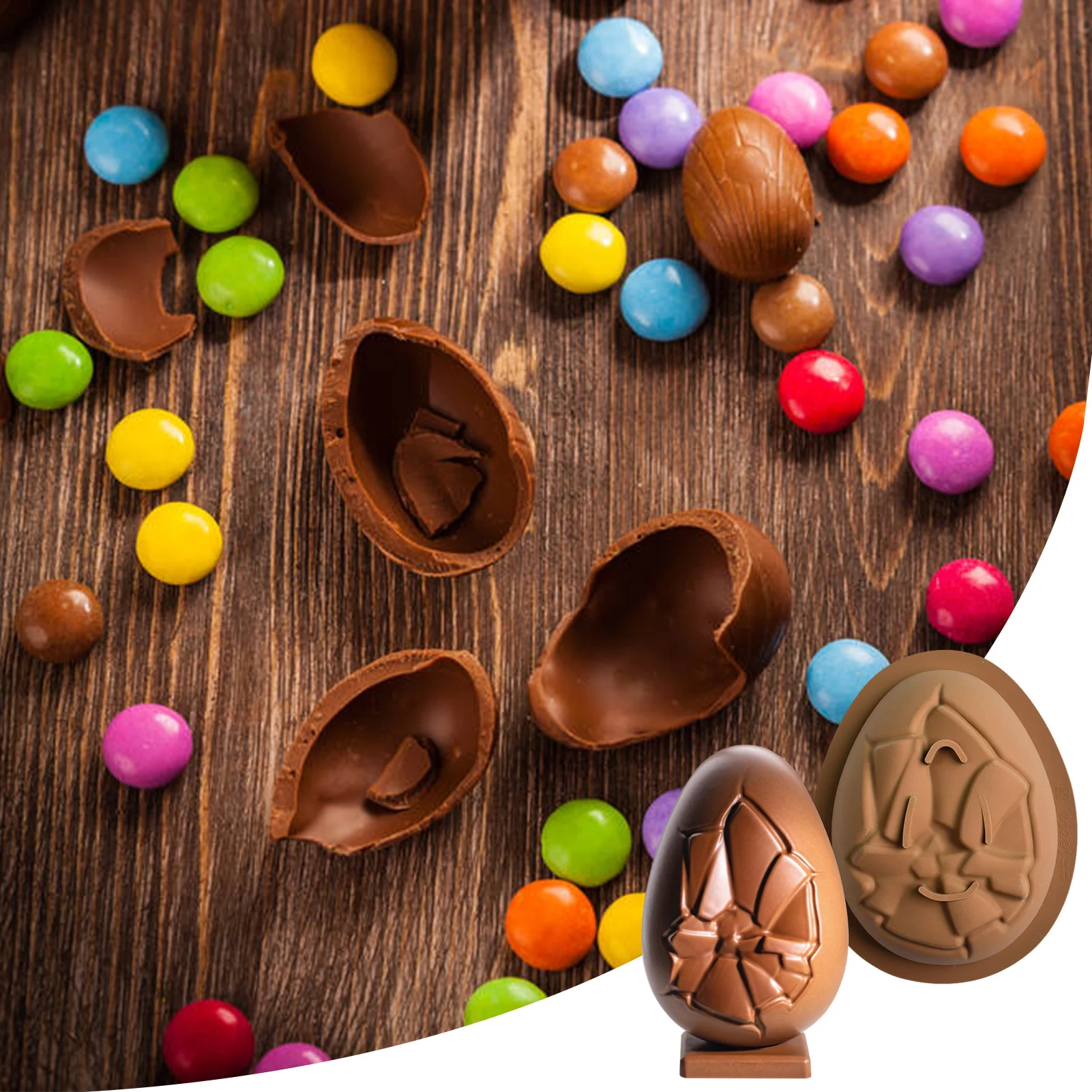 Силиконовая форма для пасхальных яиц легкая в чистке 3D шоколада выпечки сахарной