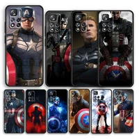 marvel captain america shockproof cover for xiaomi redmi note 11 10 11t 10s 9s 8 7 5g tpu soft silicone black phone case fundas