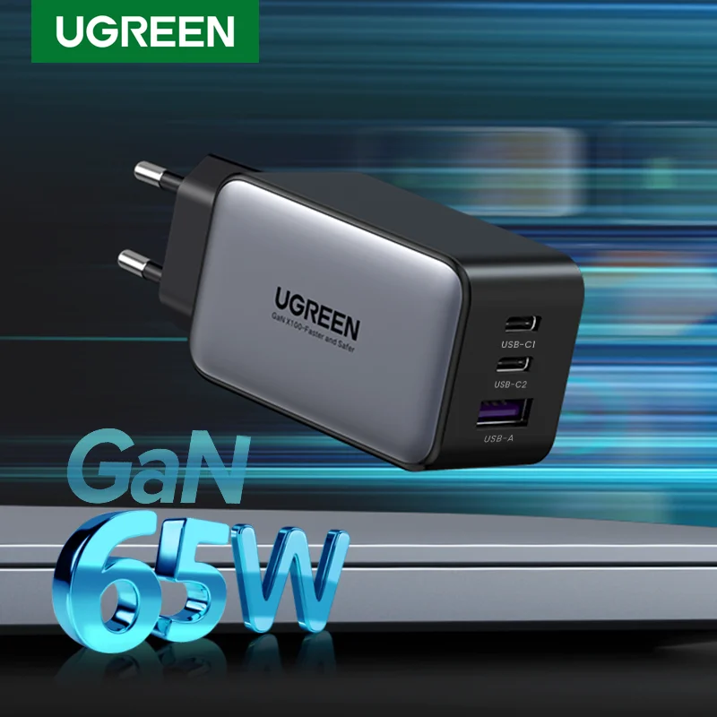  UGREEN 65W GaN Charger Quick Charge 4.0 3.0 Type C PD USB Charger for iPhone 14 13 12 Pro Max Fast Charger For Laptop PD Charger 