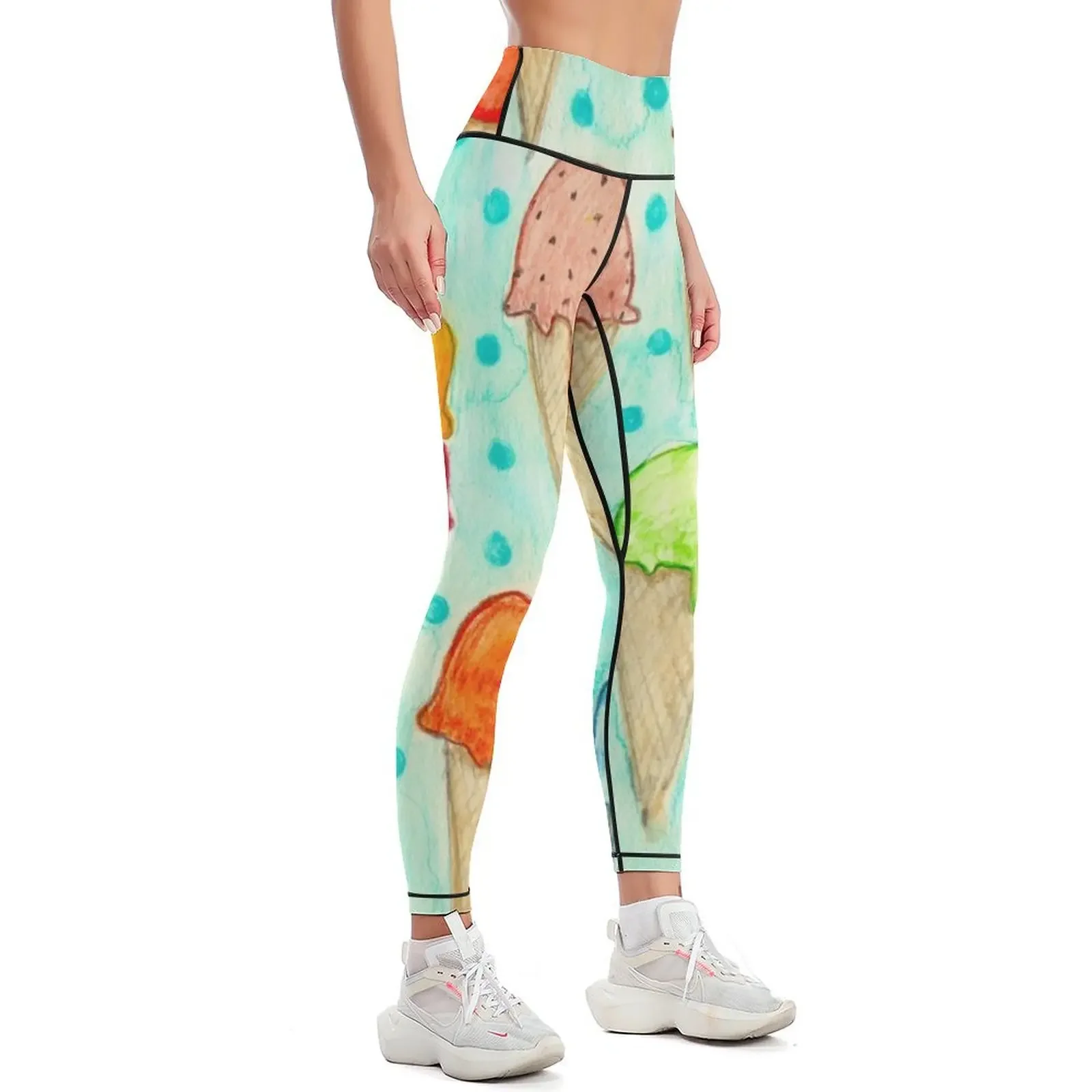 Леггинсы Ice Cream Cones Спортивные брюки для бега спортивных женщин Женские леггинсы