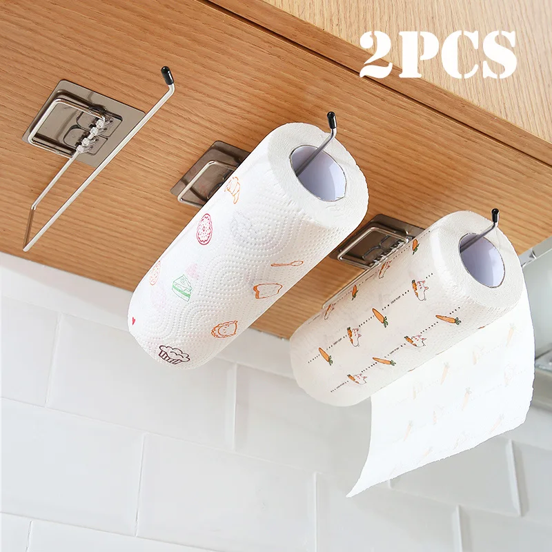 

1/2pcs Hanging Toilet Paper Holder Roll Paper Holder Bathroom Towel Rack Stand Kitchen Stand Paper Rack Home Storage Racks