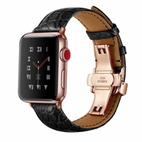 genuine leather watch straps for apple watch 6 se 5 4 3 replace butterfly buckle watchband 38mm 40mm 42mm 44mm for iwatch