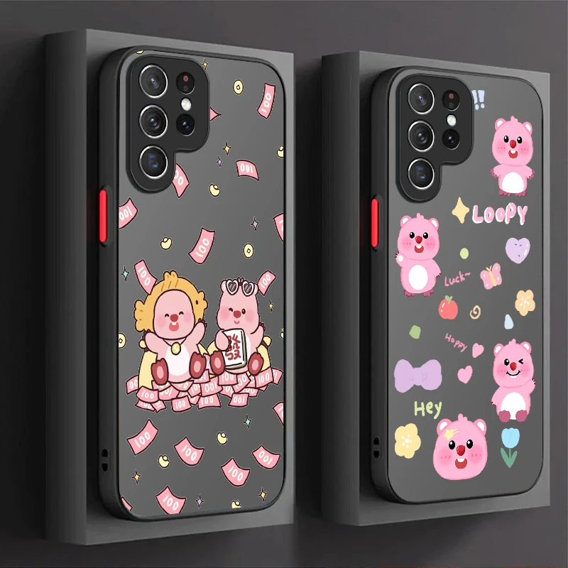 Милый мультяшный чехол L-Loopy для Samsung Galaxy S24 S23 S22 Ultra S21 S20 FE S10 Plus A15 A25 A35 A55 5G Note 20 10 Hard PC