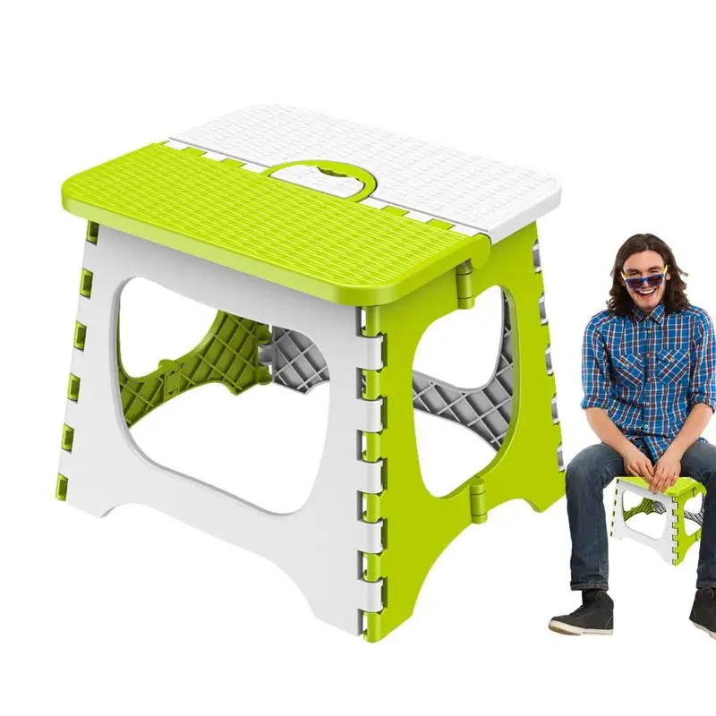 

Plastic Folding Step Stool With Handle Portable Collapsible Small Foot Stool Outdoor Lawn Chair Camping Fishing Chair Activities