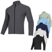outdoor running coat nylon zipper breathable long sleeve reflective letter workout golf casual men sports light jacket