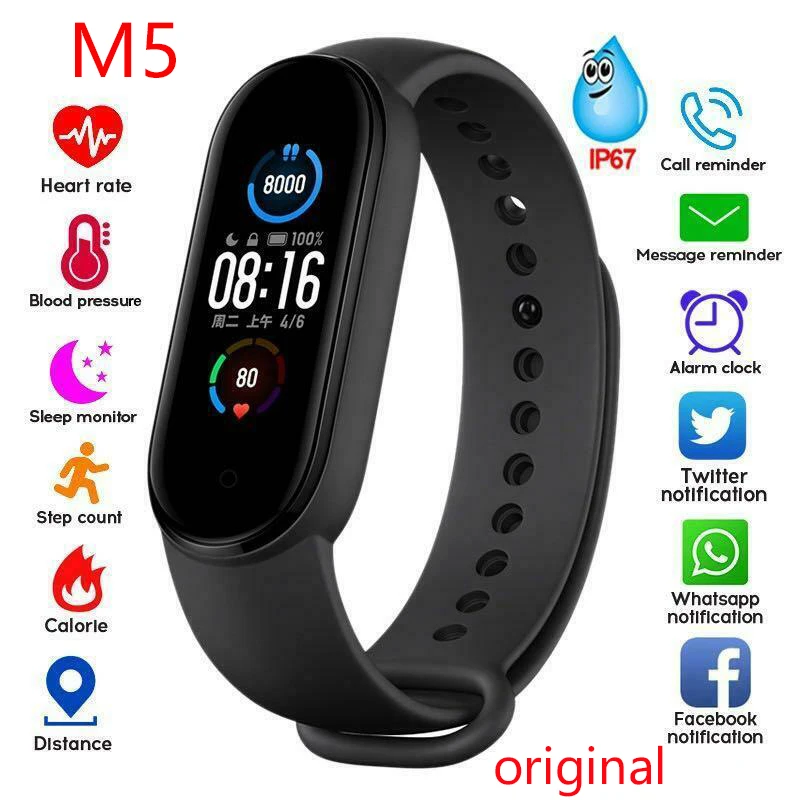 

Heart Rate Fitness Traker Smart Watches 2023 new M5 Smart Band Pedometer Pressure Monitor for Xiaomi PK D20 Y68 D18 M6 M7 M4 M3