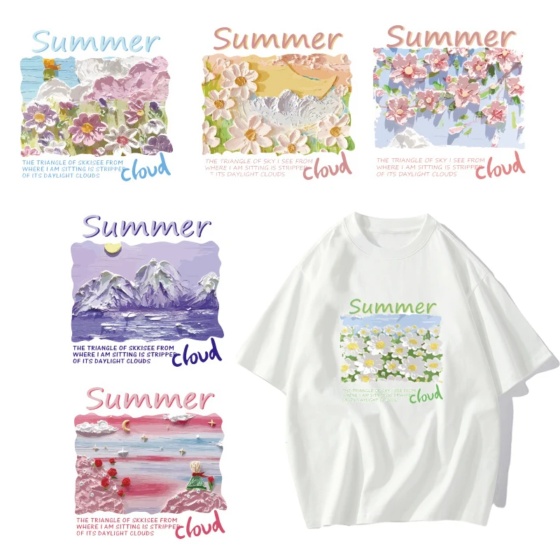 Персонализированная масляная живопись хризантемы DTF термонаклейка Переводные