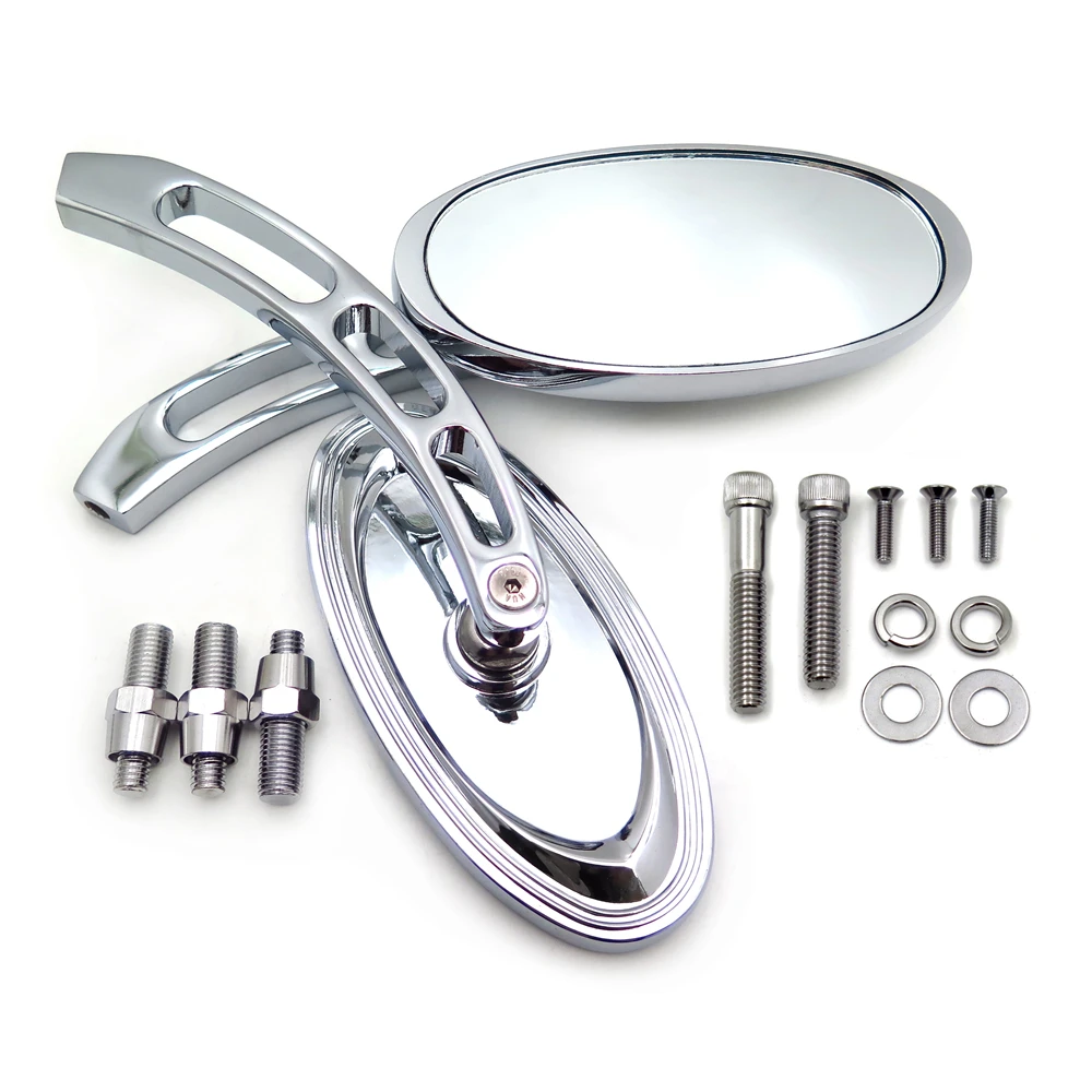 Oval Chrome Side Mirror For Harley Softail/fat Boy/big Dog/t