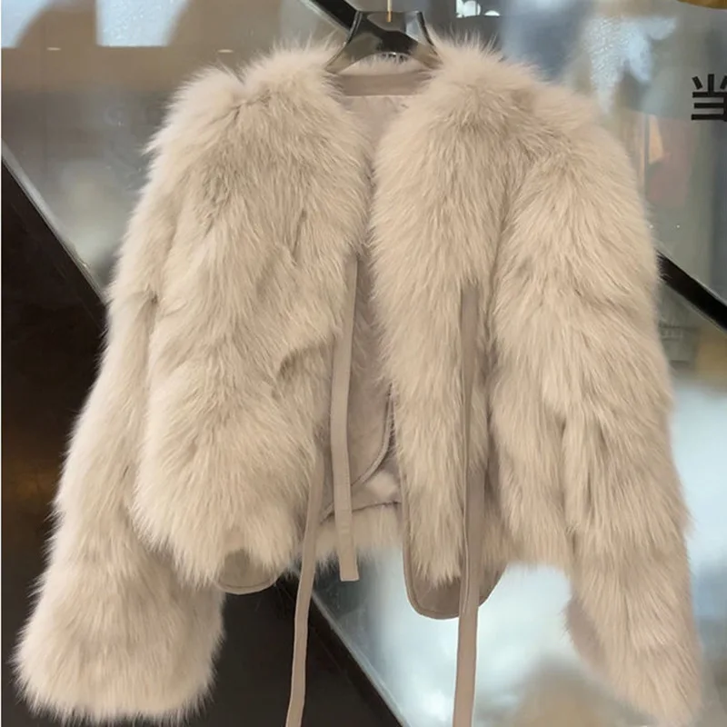 Fur coat women's 2022 autumn and winter new woolen women's top