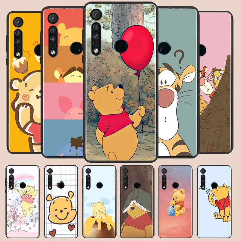 

Beautiful winnie the pooh Phone Case For Motorola E6 E7 One Marco G8 Play Plus G Stylus One Hyper Lite G9 Black luxury Silicone