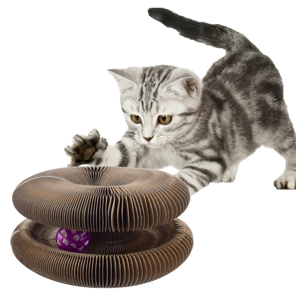 

Foldable Magic Organ Scratch Cat Toy Interactive Catnip with Ball Grinding Paper Frame Claw Cat Scratching Board Climbing Toys